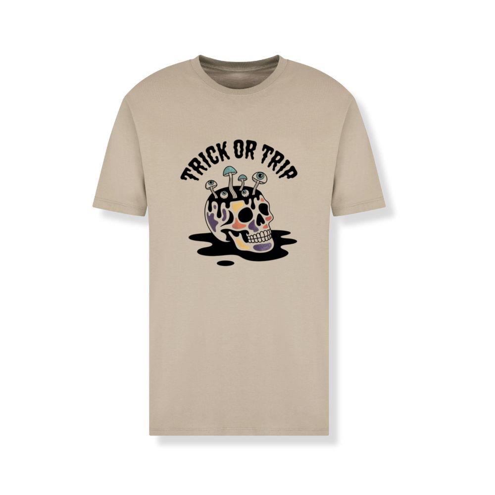 Trick or Trip Skull Mushroom Psychedelic Graphic T-Shirt