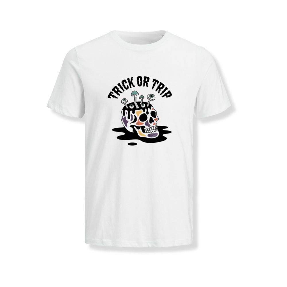 Trick or Trip Skull Mushroom Psychedelic Graphic T-Shirt