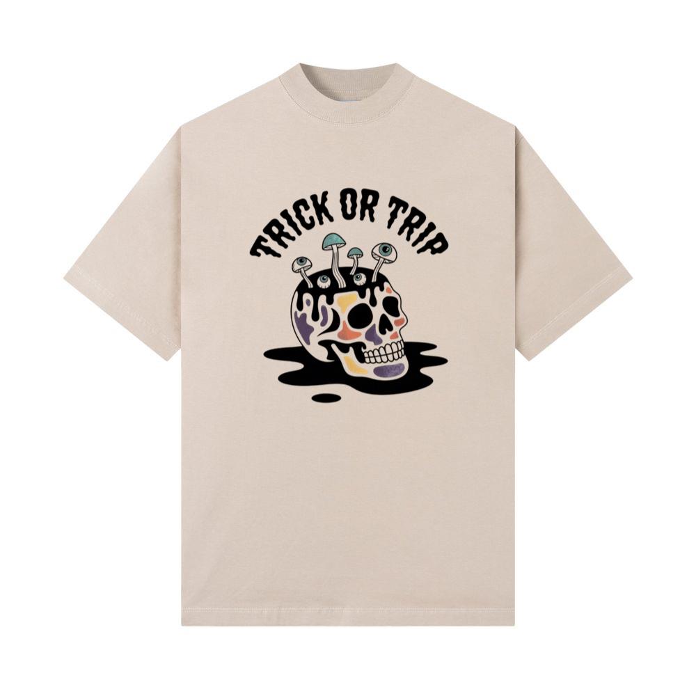 Trick or Trip Skull Mushroom Psychedelic Graphic T-Shirts - Image 3