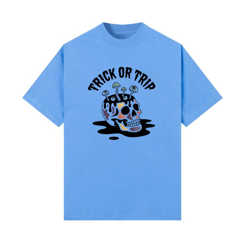 Trick or Trip Skull Mushroom Psychedelic Graphic T-Shirts