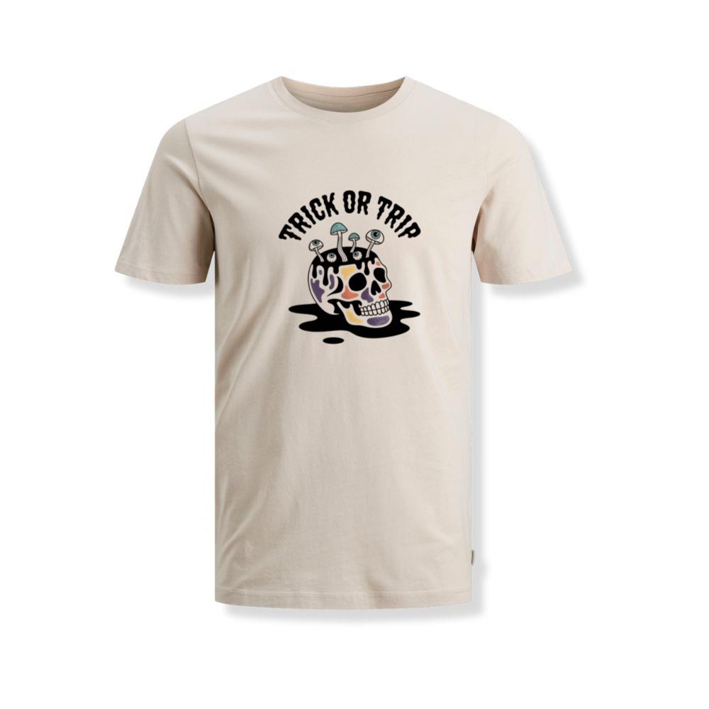 Trick or Trip Skull Mushroom Psychedelic Graphic T-Shirts