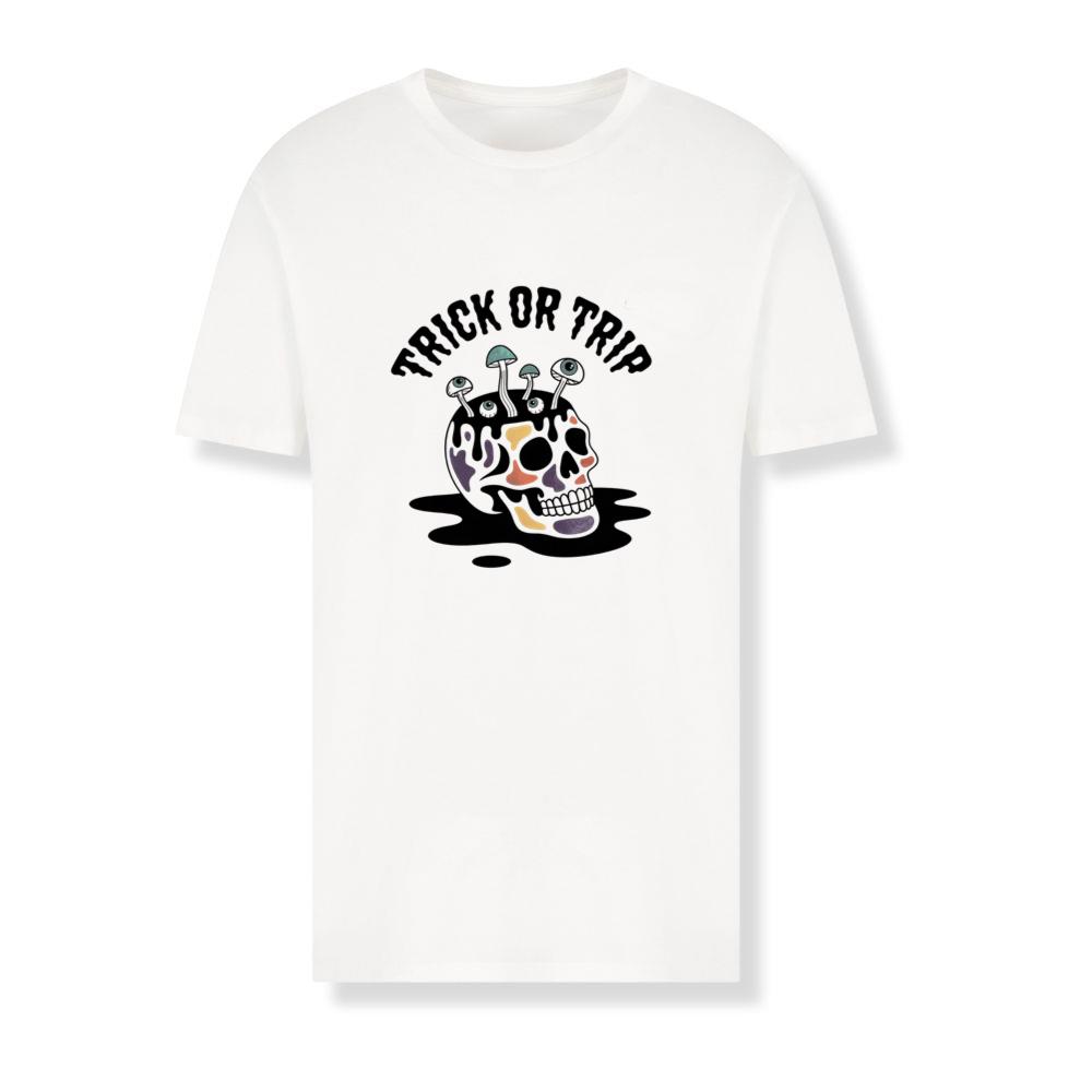 Trick or Trip Skull Mushroom Psychedelic Graphic T-Shirts