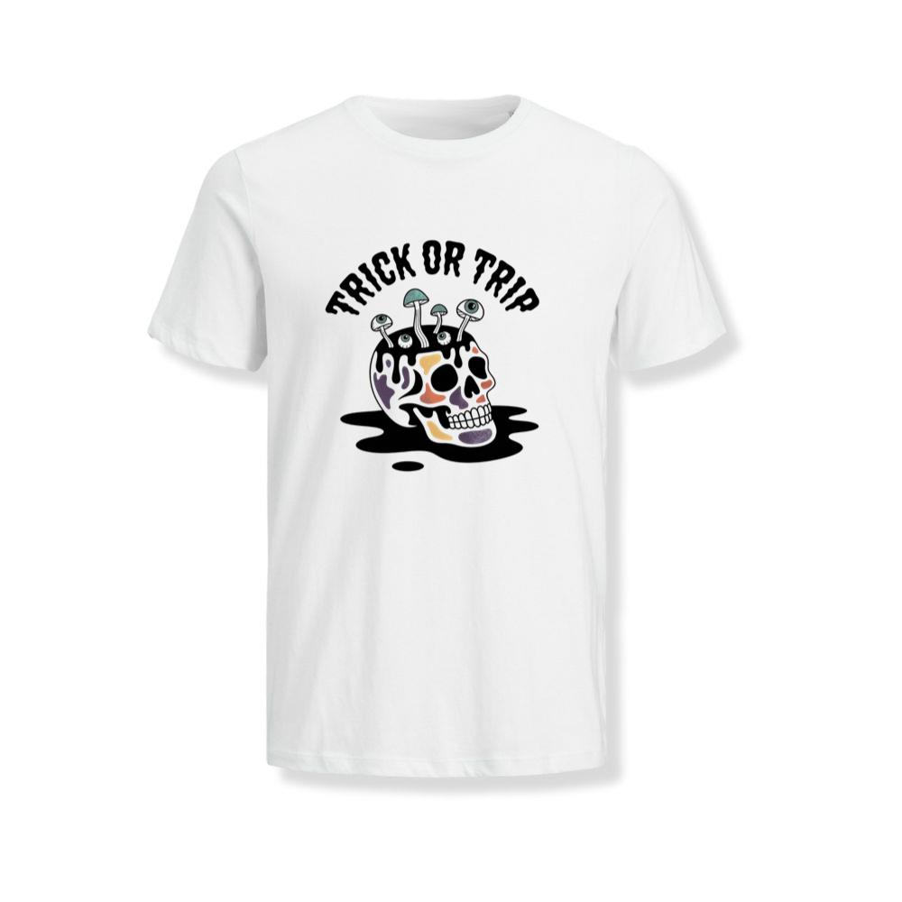 Trick or Trip Skull Mushroom Psychedelic Graphic T-Shirts