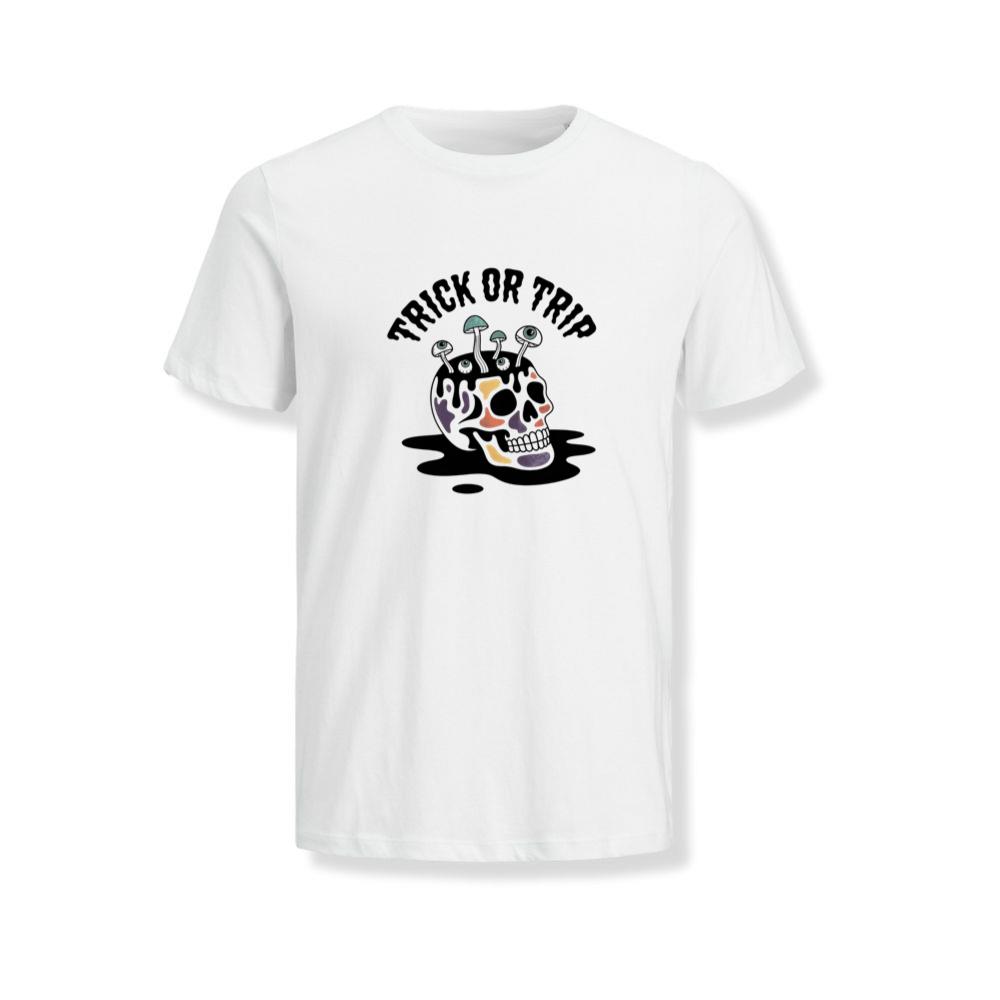 Trick or Trip Skull Mushroom Psychedelic Graphic T-Shirts