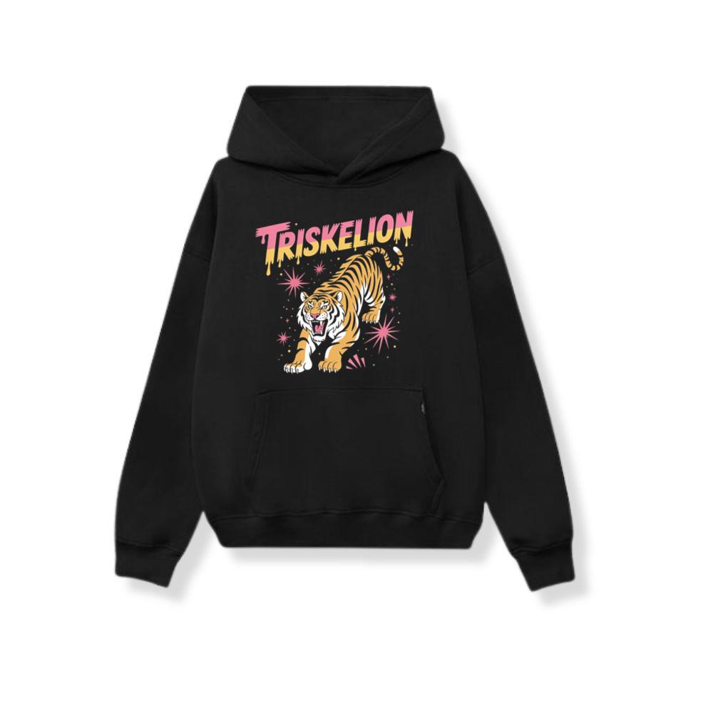 Triskelion Tiger Retro Streetwear Graphic Hoodie