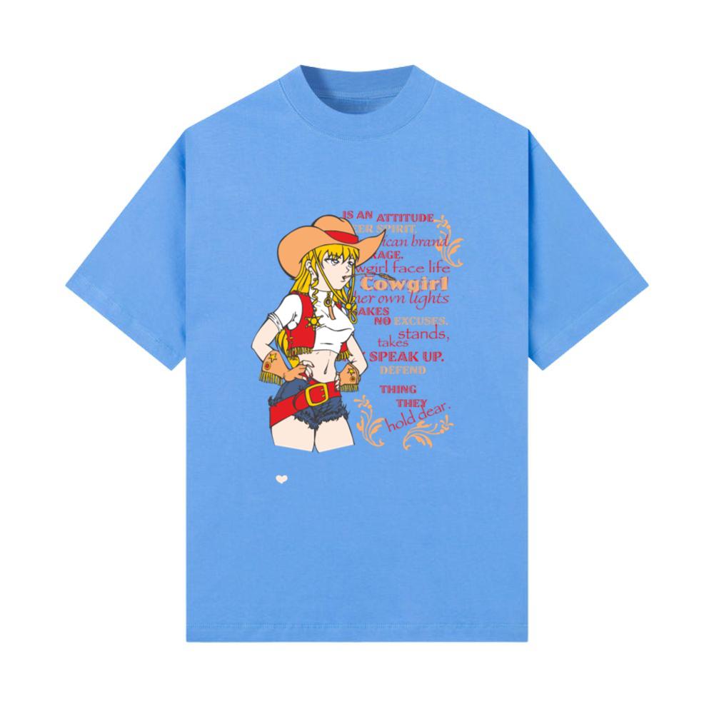 Tshirt Anime Cowgiril sur vecteur blanc T-Shirt