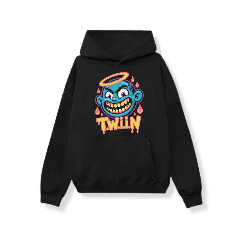 Twiin Cartoon Funny Devil Halo Graphic Hoodie