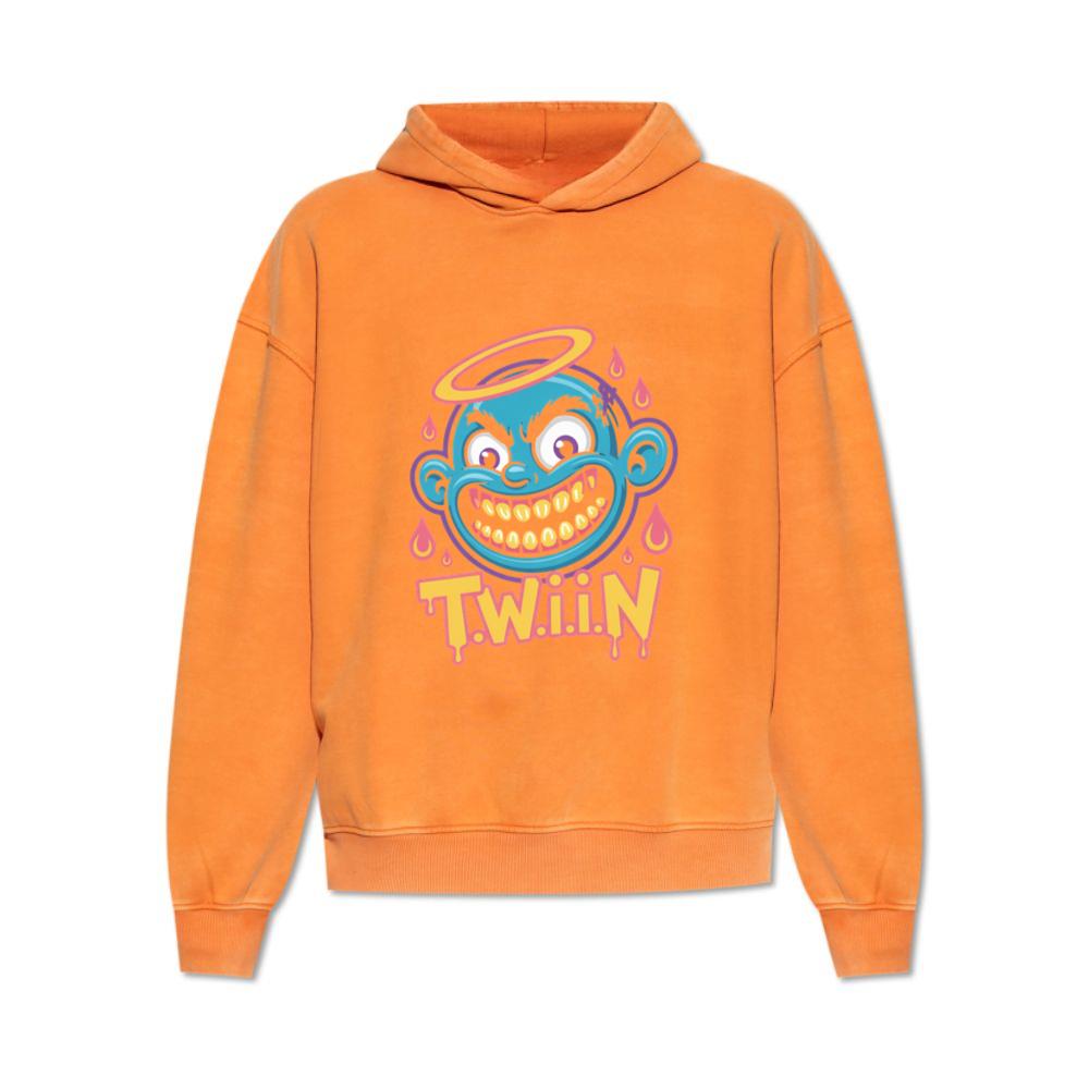 Twiin Cartoon Funny Devil Halo Graphic Hoodie