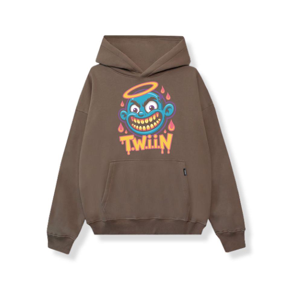 Twiin Cartoon Funny Devil Halo Graphic Hoodie