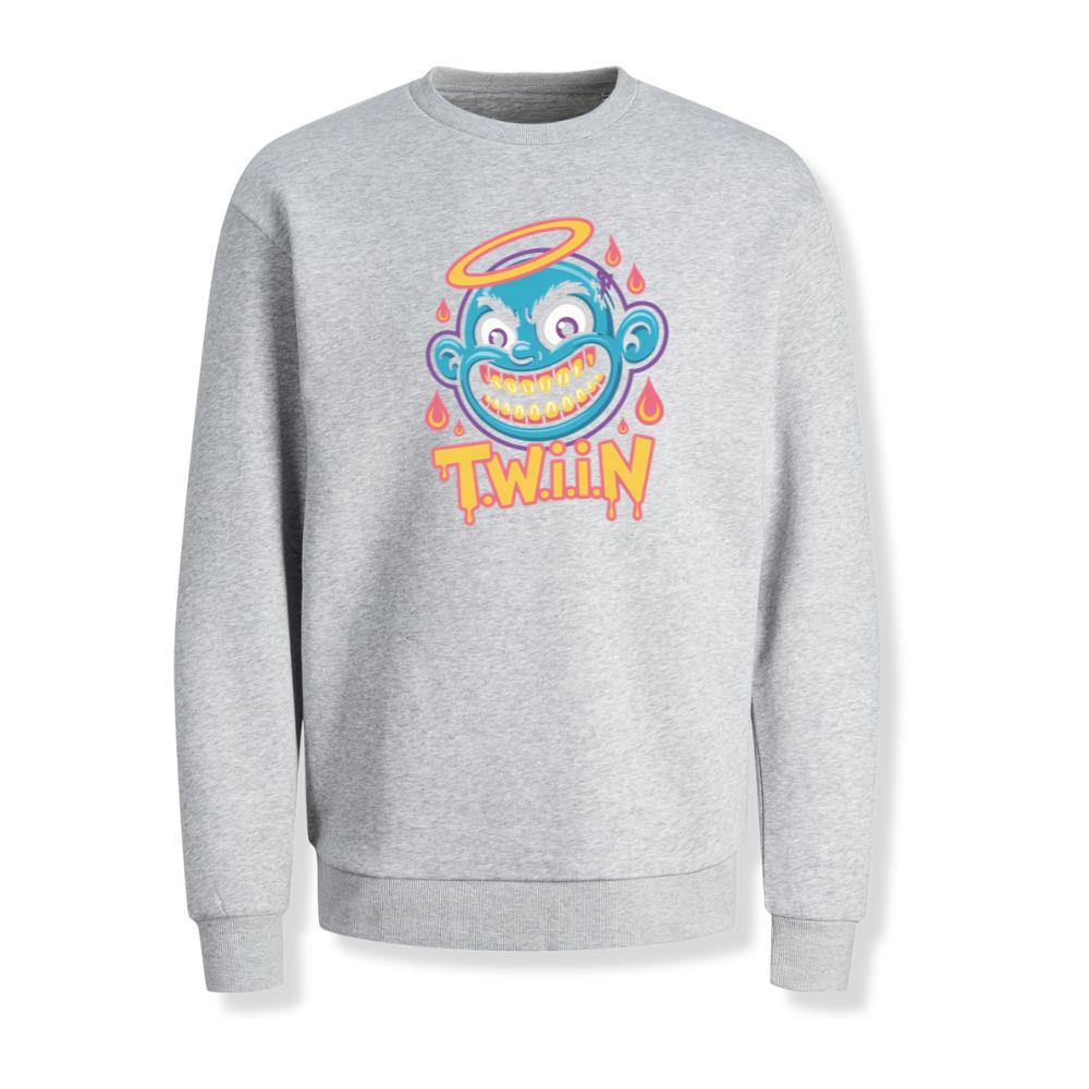 Twiin Cartoon Funny Devil Halo Graphic Sweatshirt