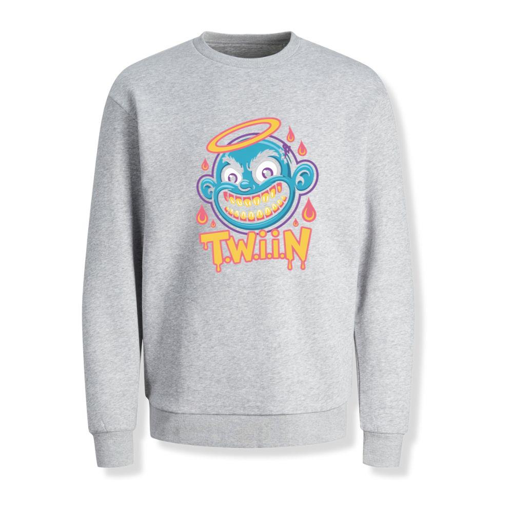 Twiin Cartoon Funny Devil Halo Graphic Sweatshirt