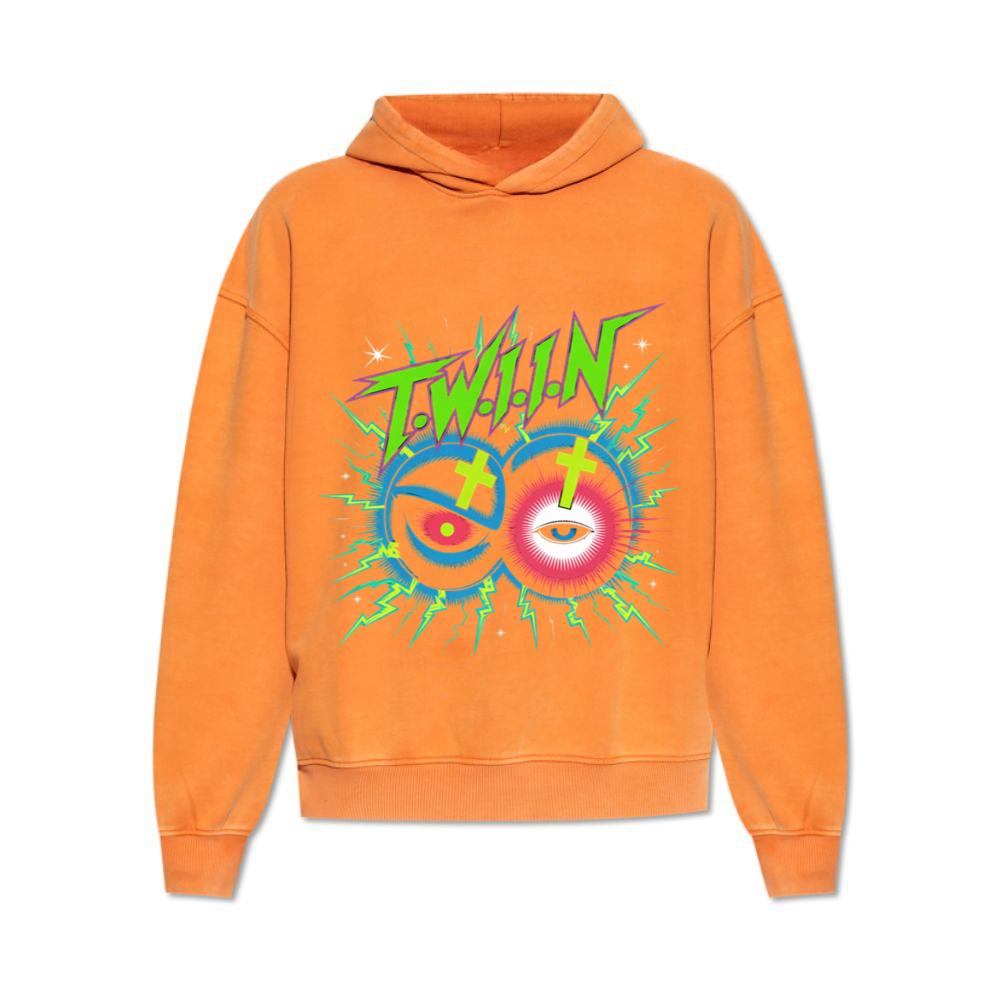 Twin Skull Neon Cross Eyes Graphic Art Hoodies