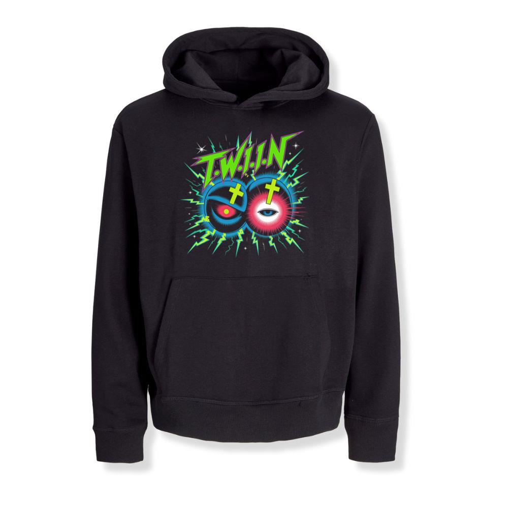 Twin Skull Neon Cross Eyes Graphic Art Hoodies