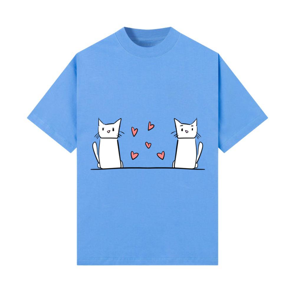 two cats animals animal cute hearts friends T-Shirt