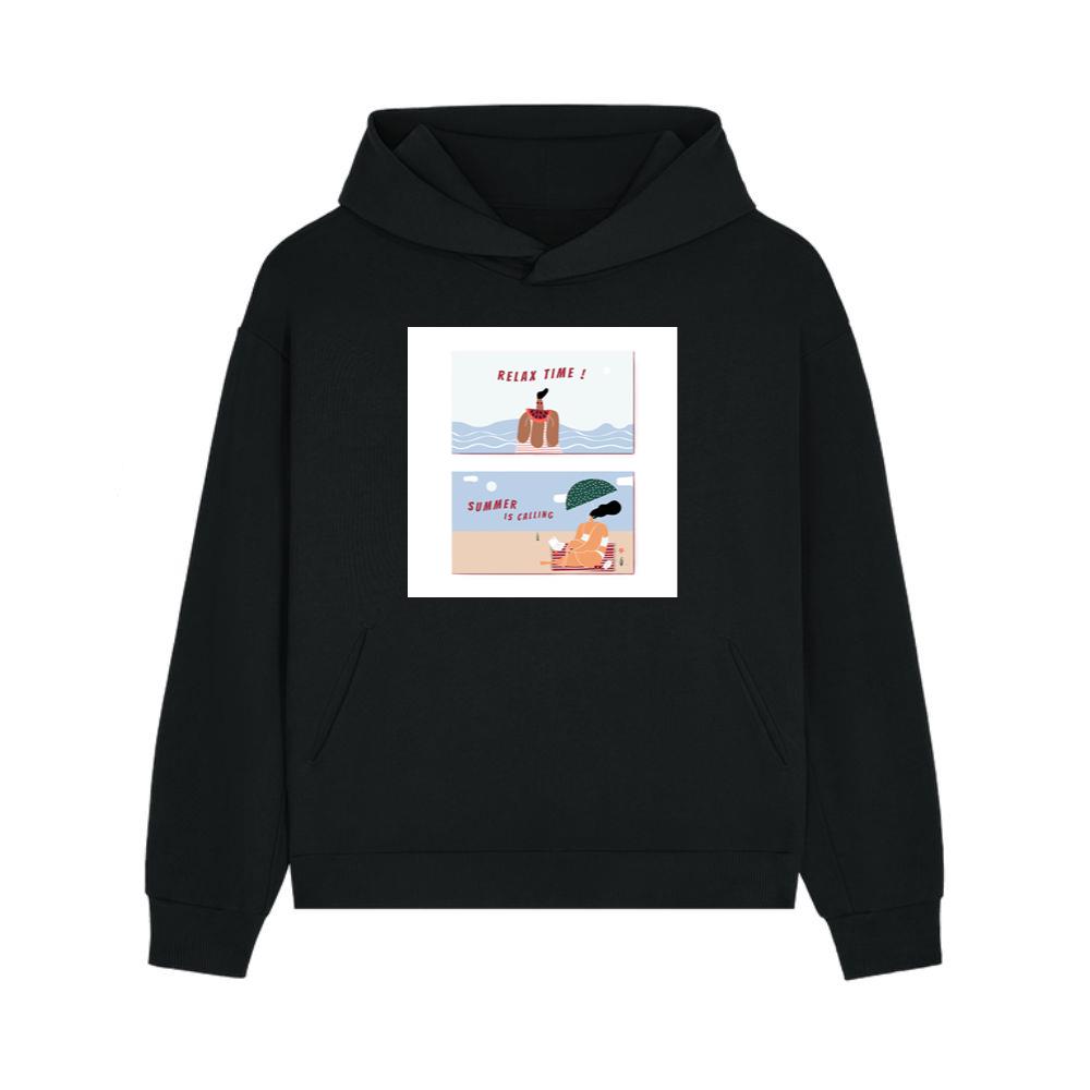 Two Scenes Depicting Beachside Leisure and Summertime Bliss Hoodie