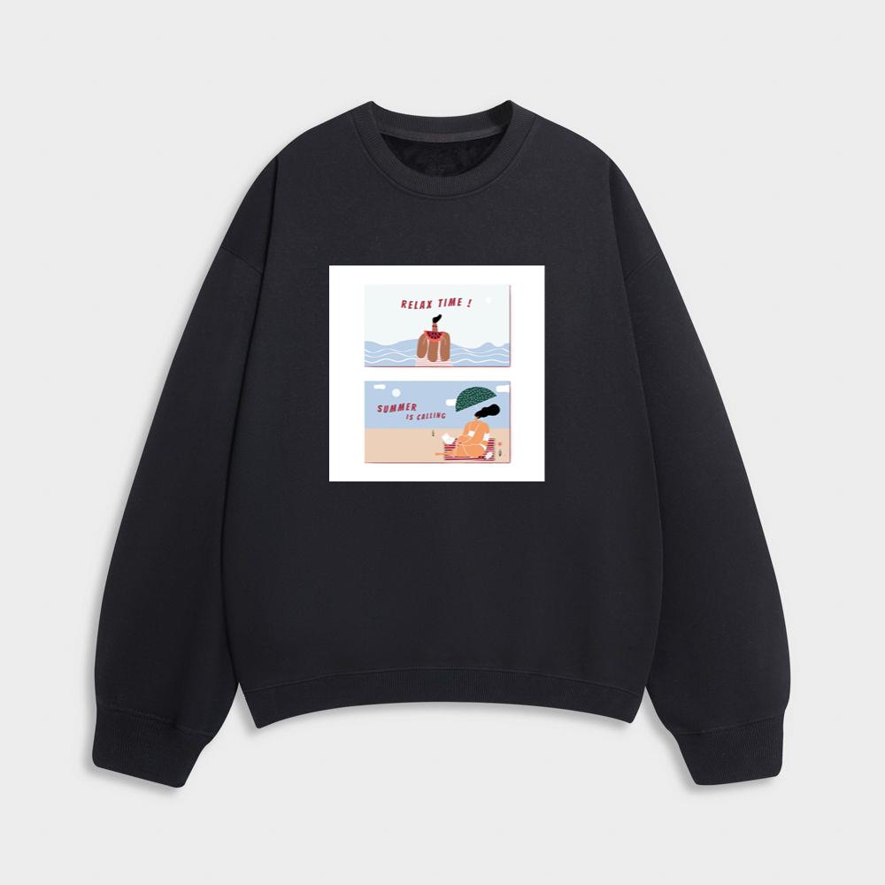 Two Scenes Depicting Beachside Leisure and Summertime Bliss Sweatshirt
