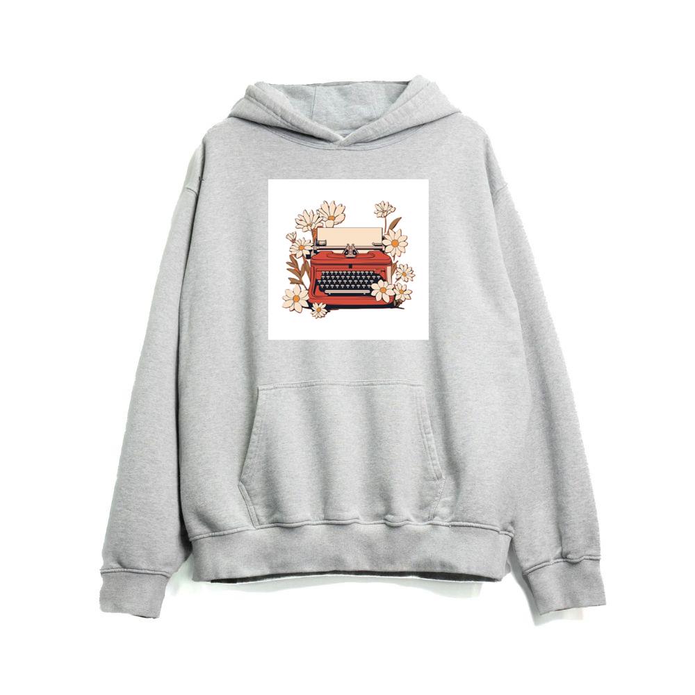 Typewriter Surrounded by Flowers Hoodies