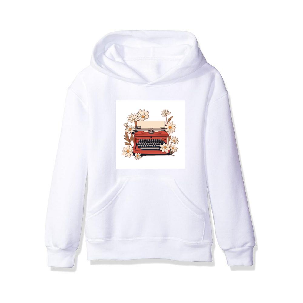 Typewriter Surrounded by Flowers Hoodies
