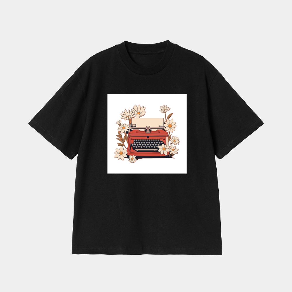 Typewriter Surrounded by Flowers T-Shirt
