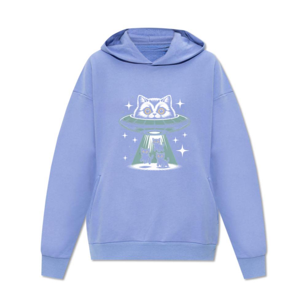 UFO Cat Abduction Funny Alien Graphic Hoodie