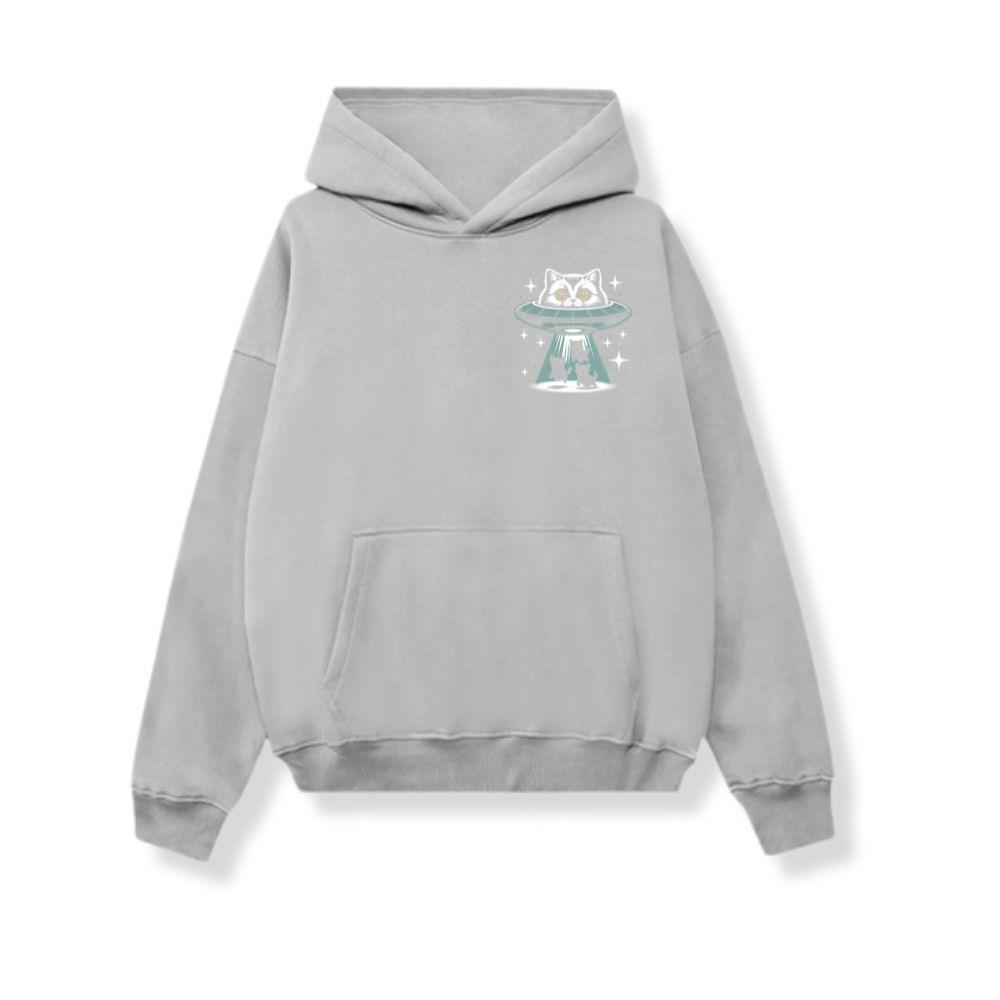 UFO Cat Abduction Funny Alien Graphic Hoodie