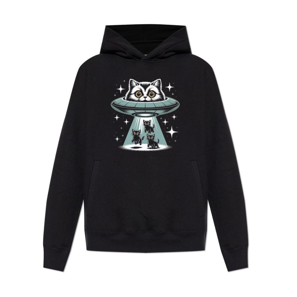 UFO Cat Abduction Funny Alien Graphic Hoodies