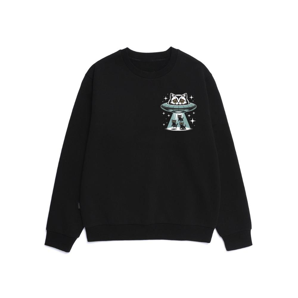 UFO Cat Abduction Funny Alien Graphic Sweatshirt
