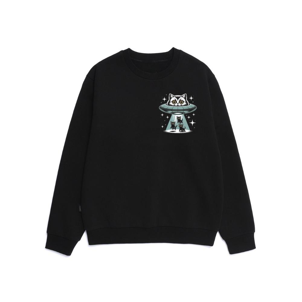 UFO Cat Abduction Funny Alien Graphic Sweatshirt