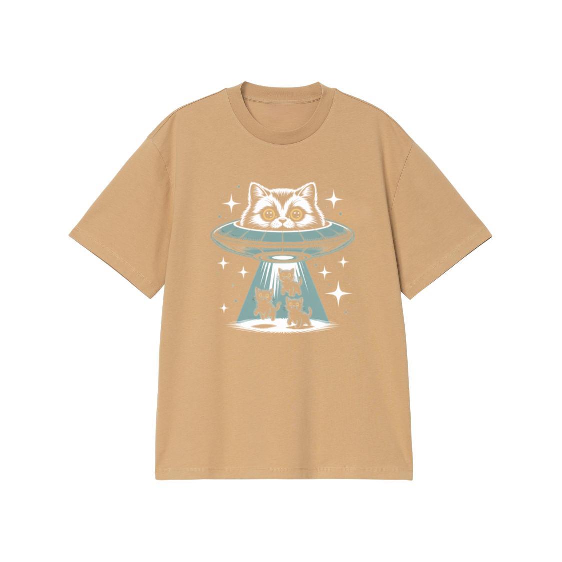 UFO Cat Abduction Funny Alien Graphic T-Shirt - Image 3