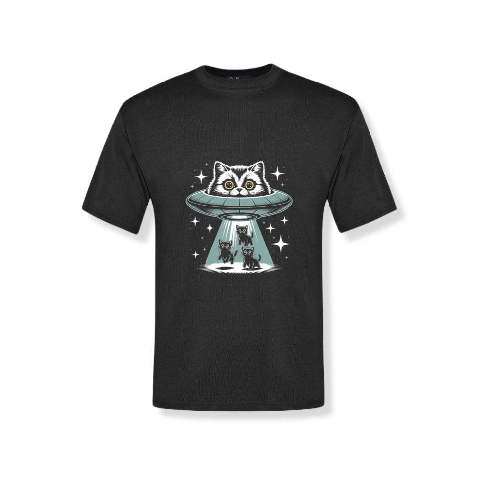 UFO Cat Abduction Funny Alien Graphic T-Shirt