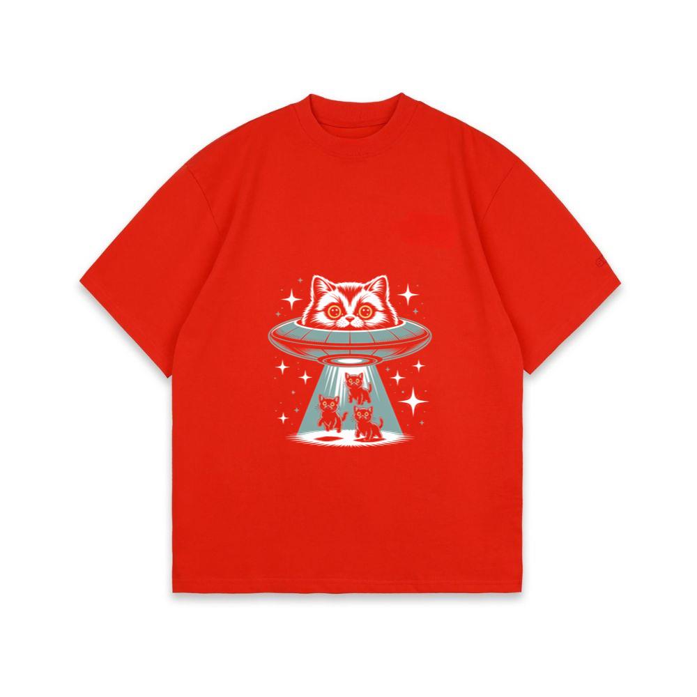 UFO Cat Abduction Funny Alien Graphic T-Shirt