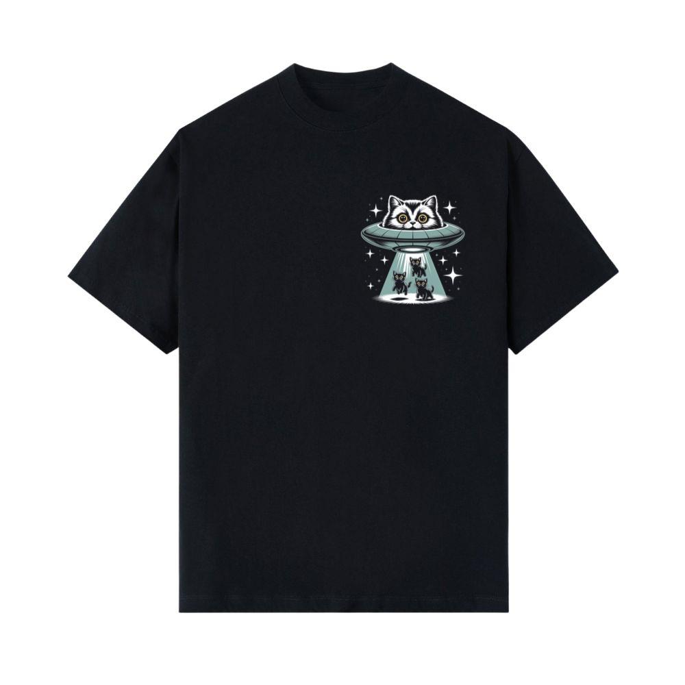 UFO Cat Abduction Funny Alien Graphic T-Shirts