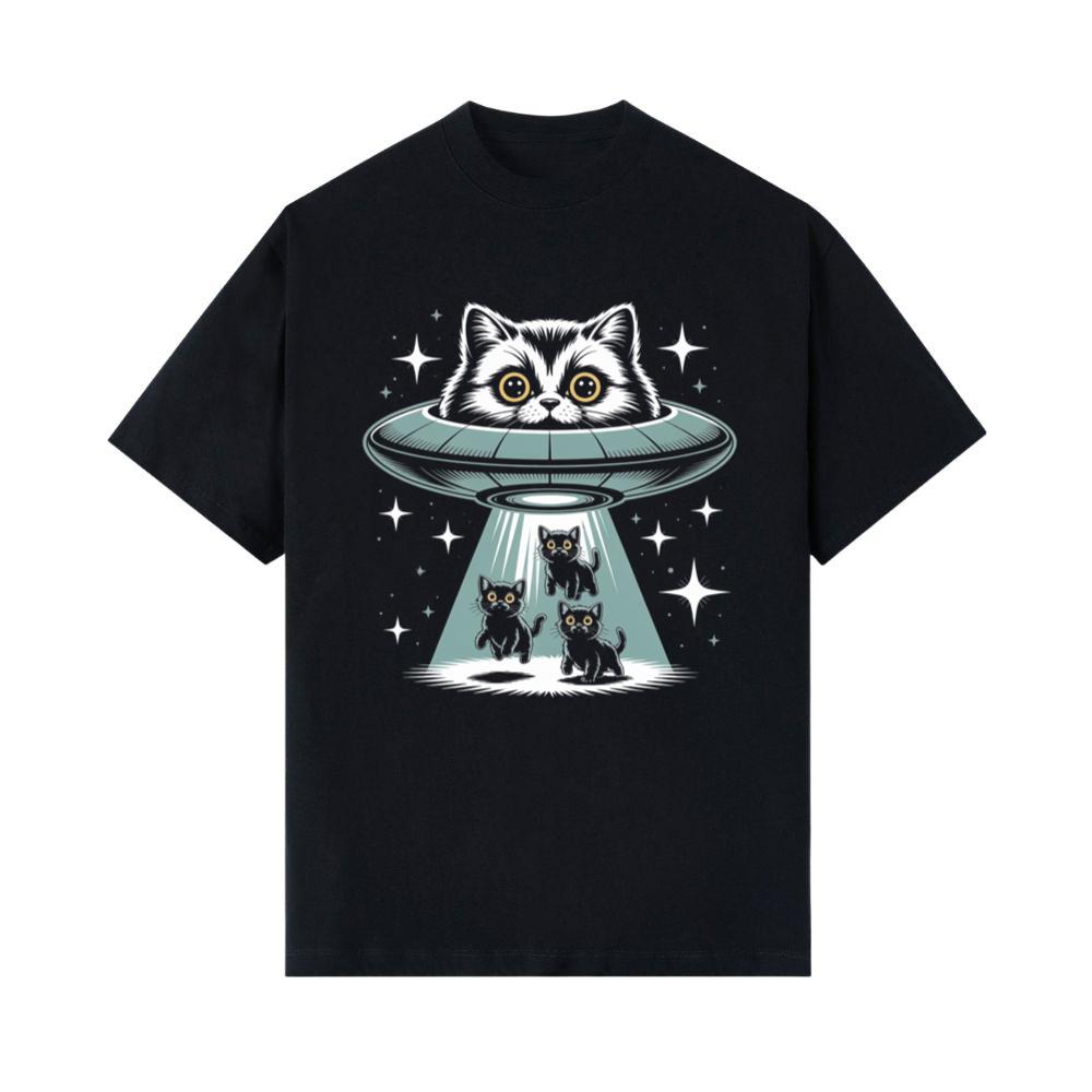 UFO Cat Abduction Funny Alien Graphic T-Shirts