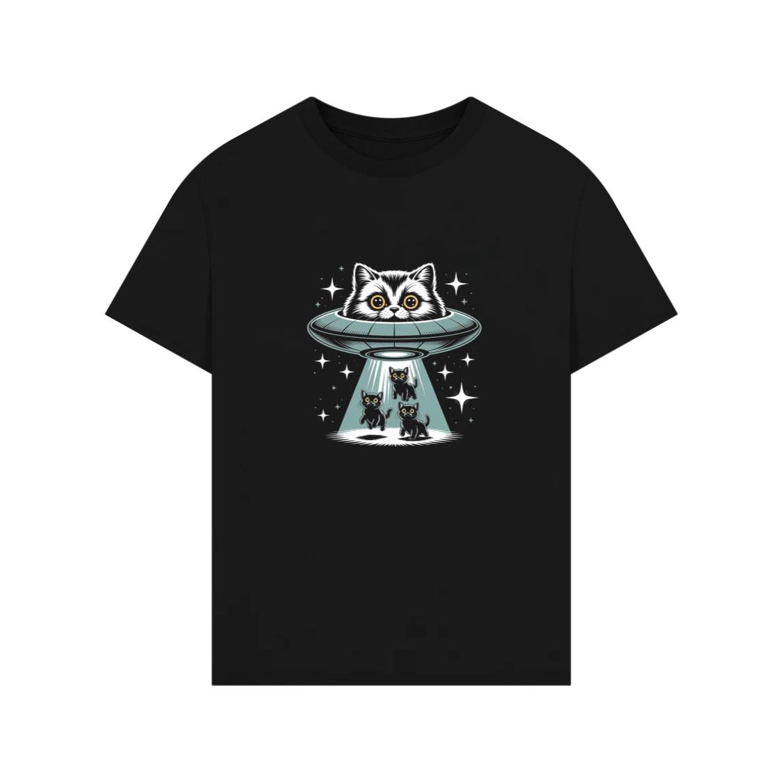 UFO Cat Abduction Funny Alien Graphic T-Shirts
