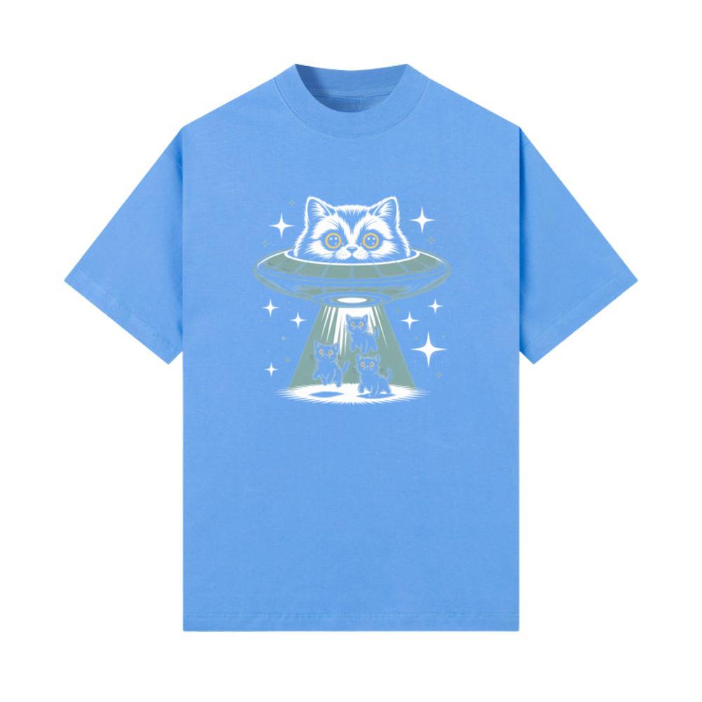 UFO Cat Abduction Funny Alien Graphic T-Shirts