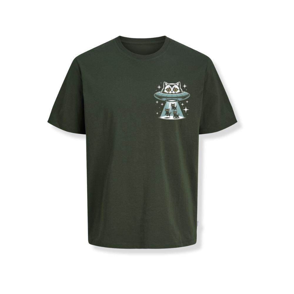 UFO Cat Abduction Funny Alien Graphic T-Shirts