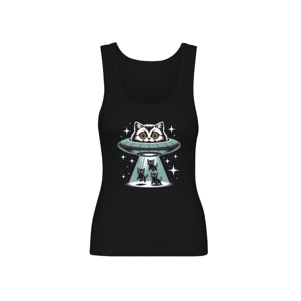 UFO Cat Abduction Funny Alien Graphic Tank Top