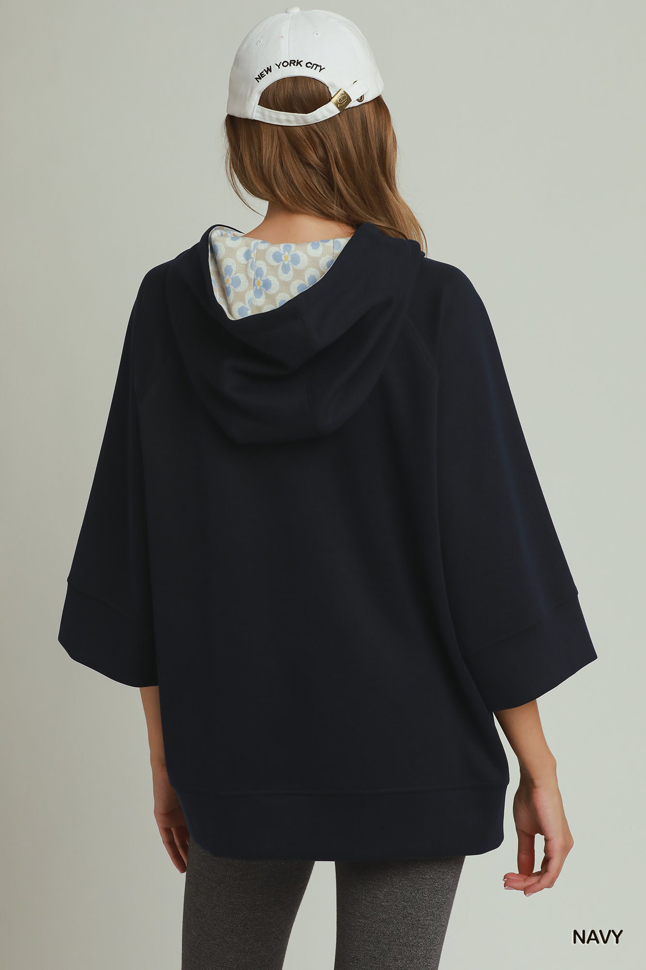 Umgee 3/4 Sleeve Tunic Top with Graphic Hoodie - Image 3