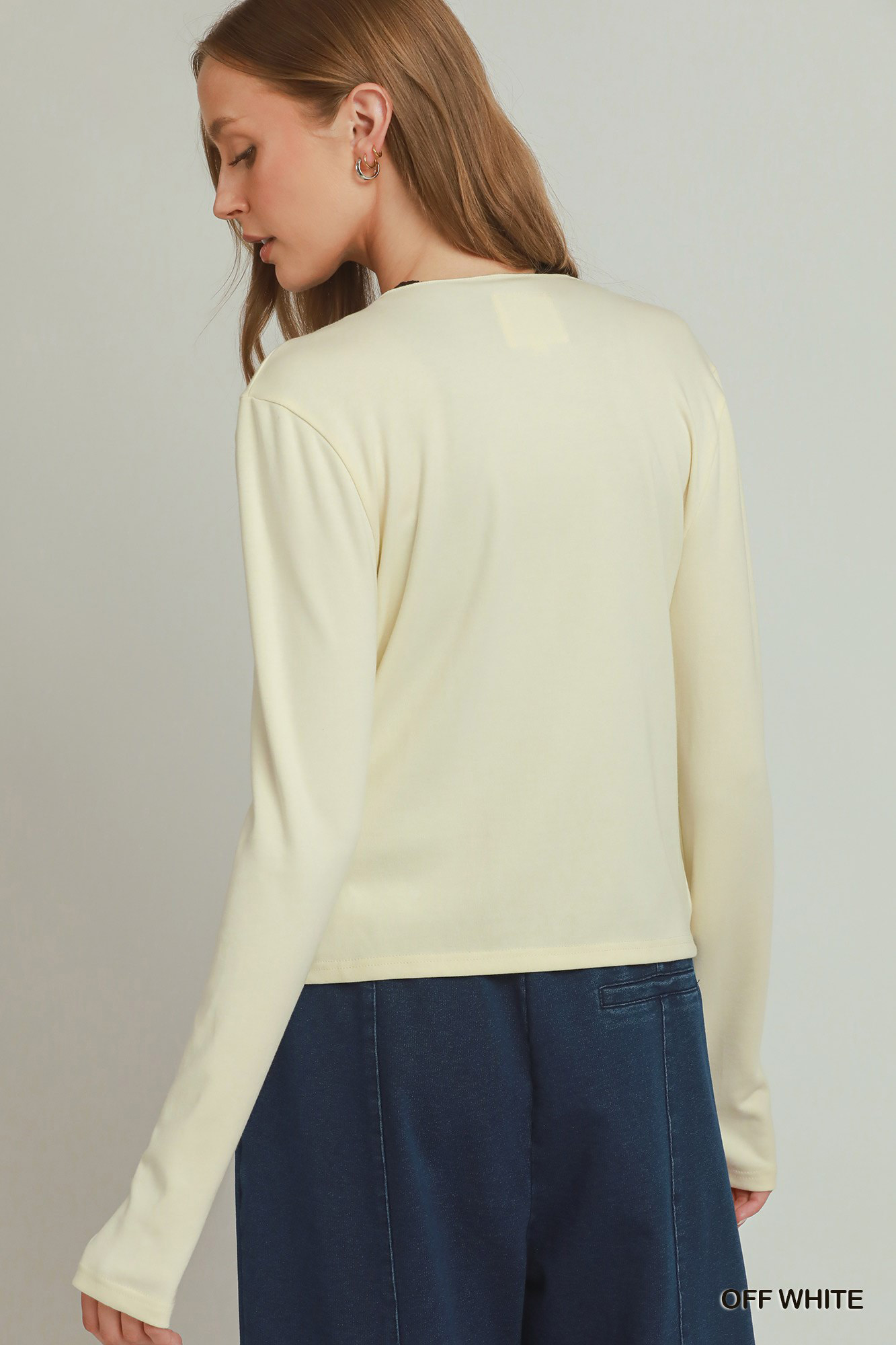 Umgee Cotton Viscose Long Sleeve Wrap Cardigan - Image 3