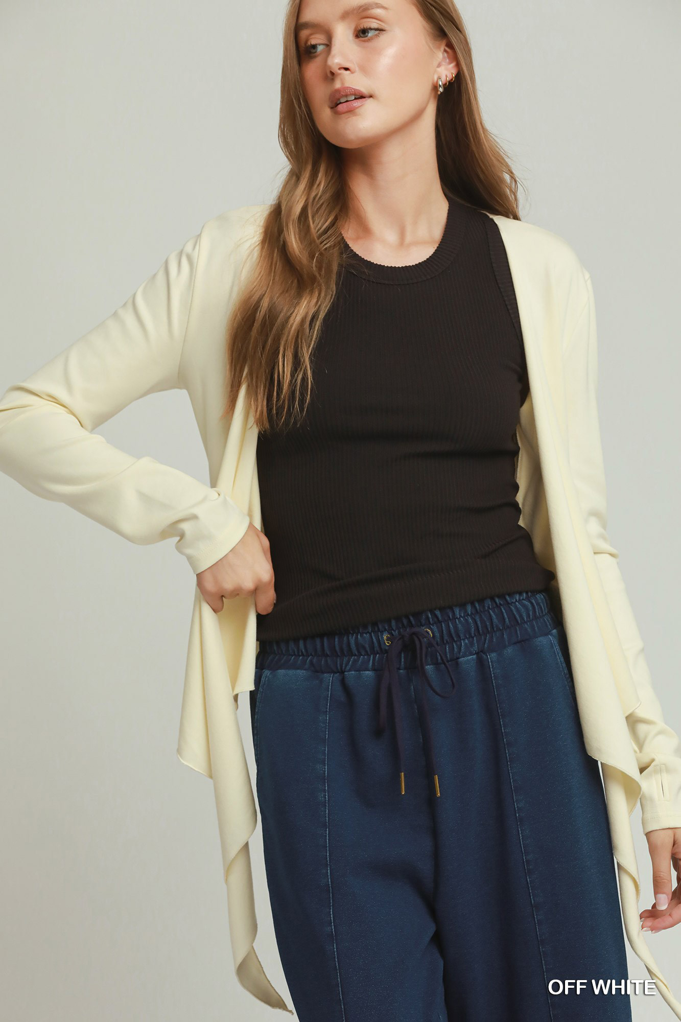 Umgee Cotton Viscose Long Sleeve Wrap Cardigan - Image 4