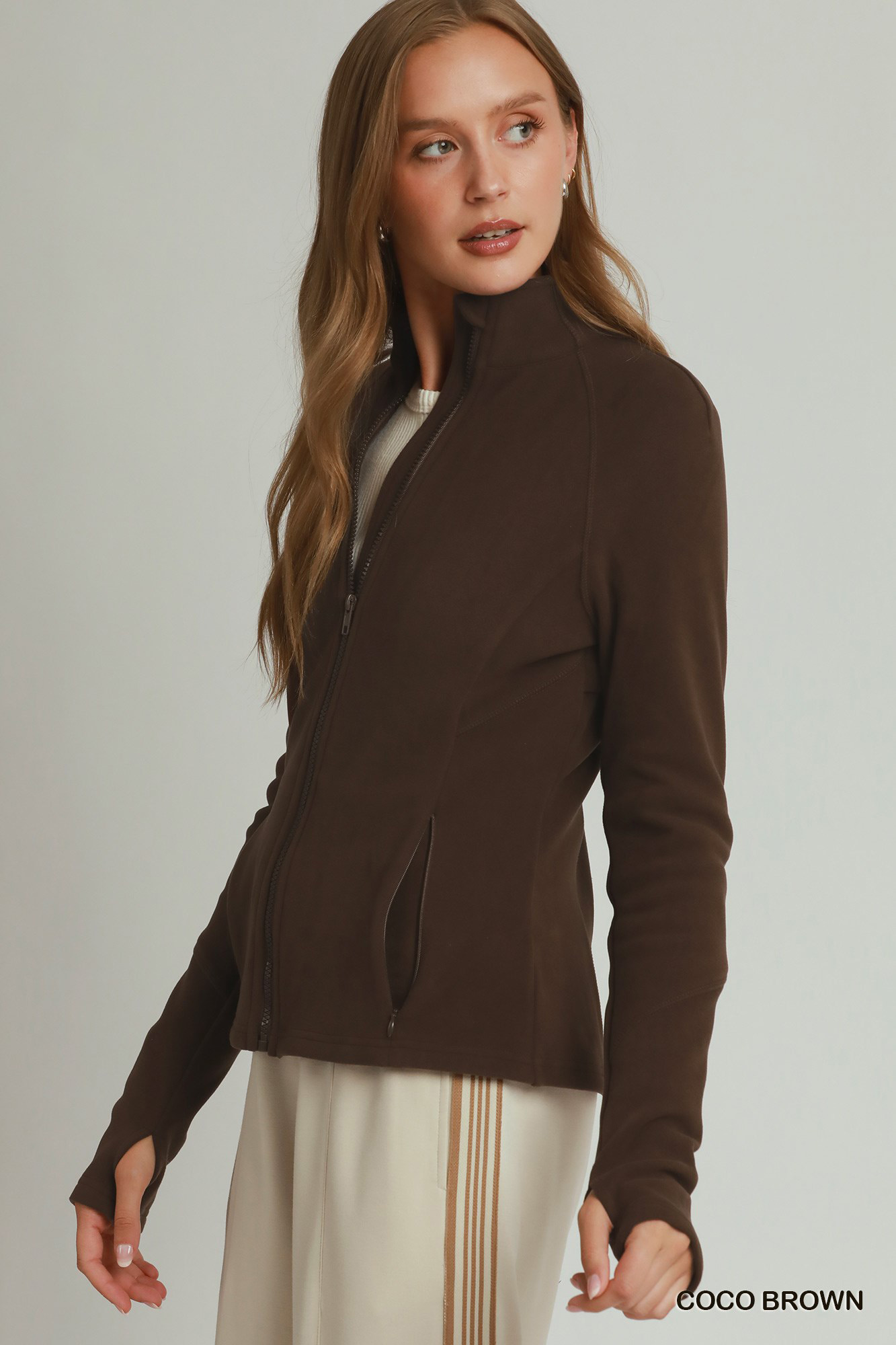 Umgee Soft Fleece Full Zip Jacket With Pockets - Image 2