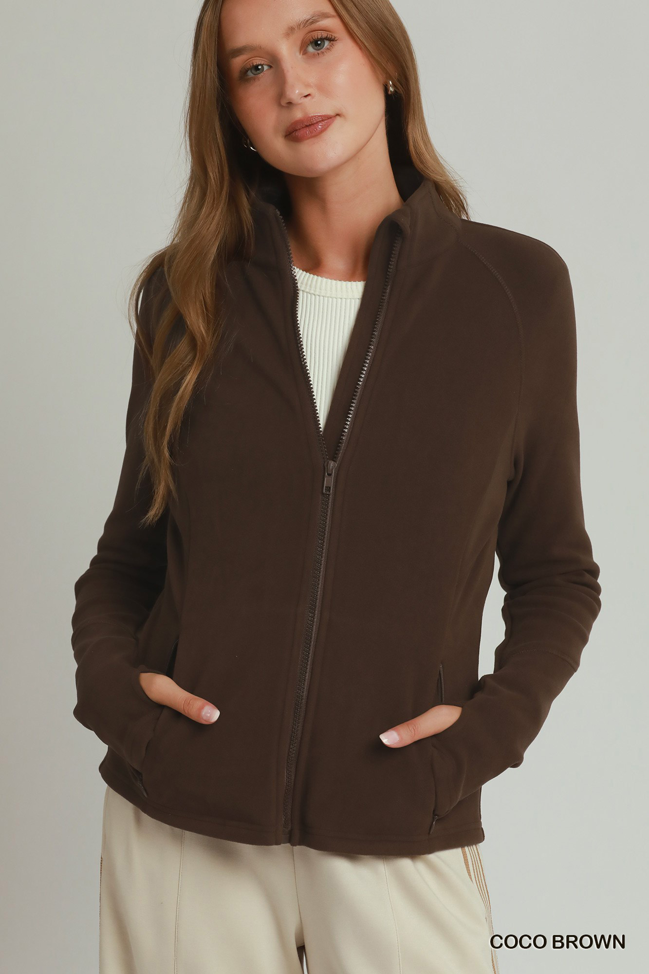 Umgee Soft Fleece Full Zip Jacket With Pockets