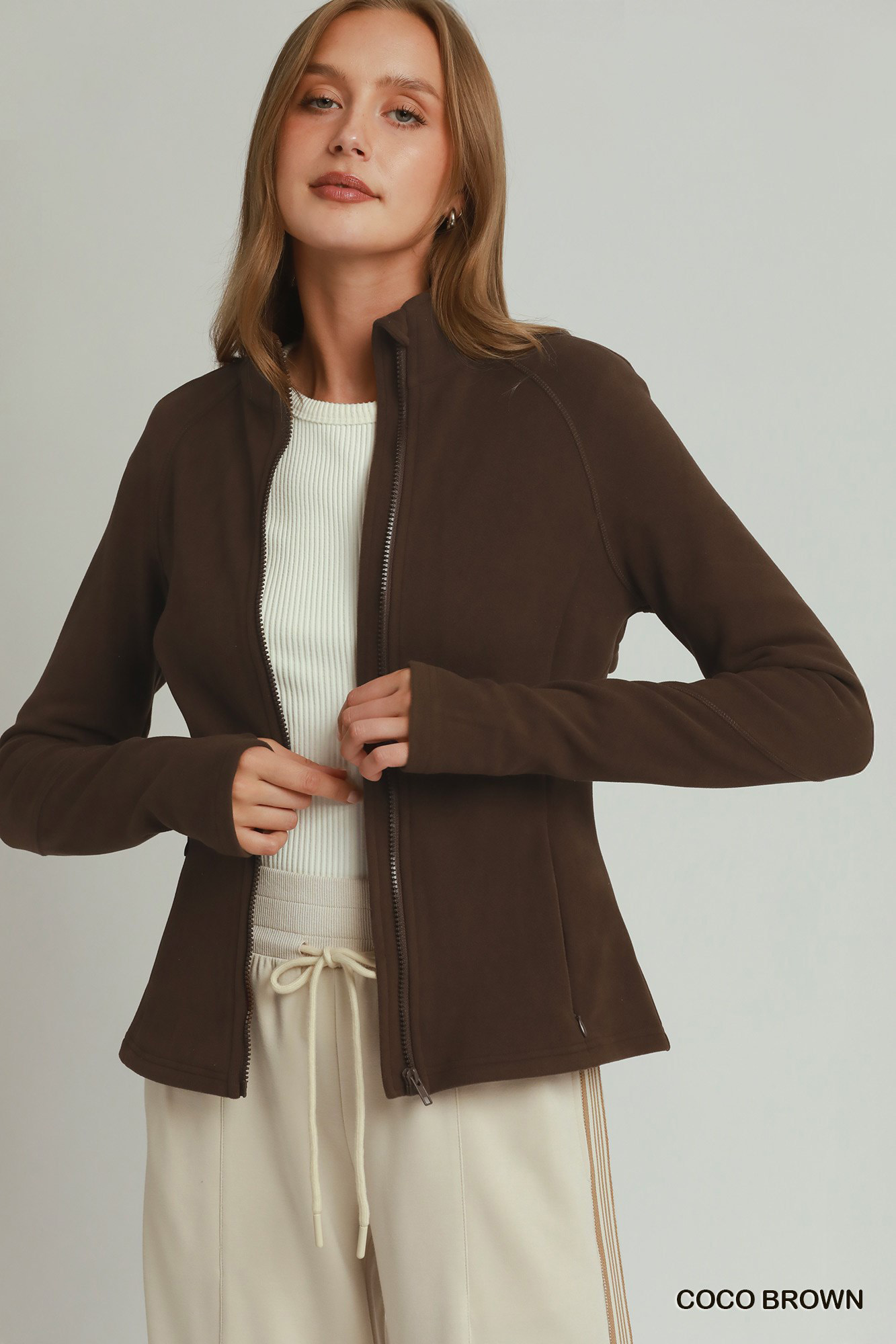 Umgee Soft Fleece Full Zip Jacket With Pockets - Image 4