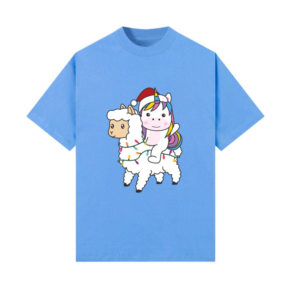 Unicorn Llama Christmas Snow Winter Animals T-Shirt