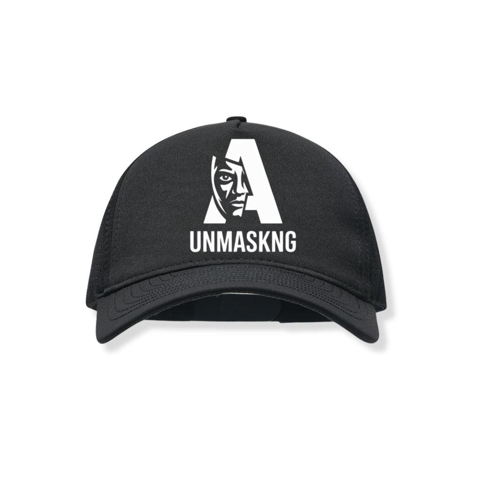 Unmaskng Bold Letter A Graphic Black Hat