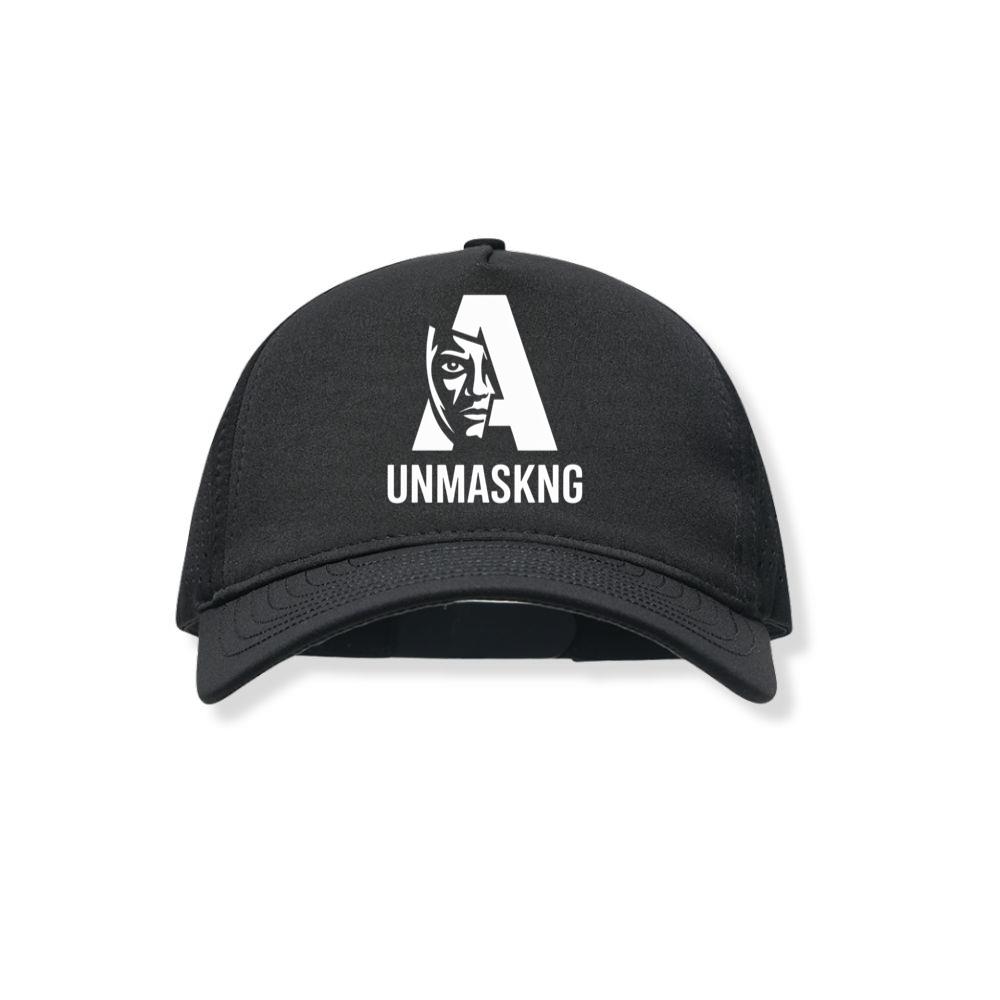 Unmaskng Bold Letter A Graphic Black Hat