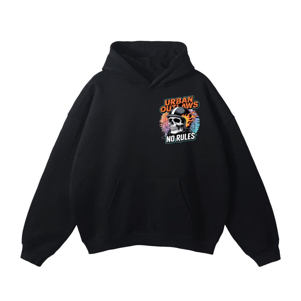 Urban Outlaws Skull Fire Biker Graphic Hoodie