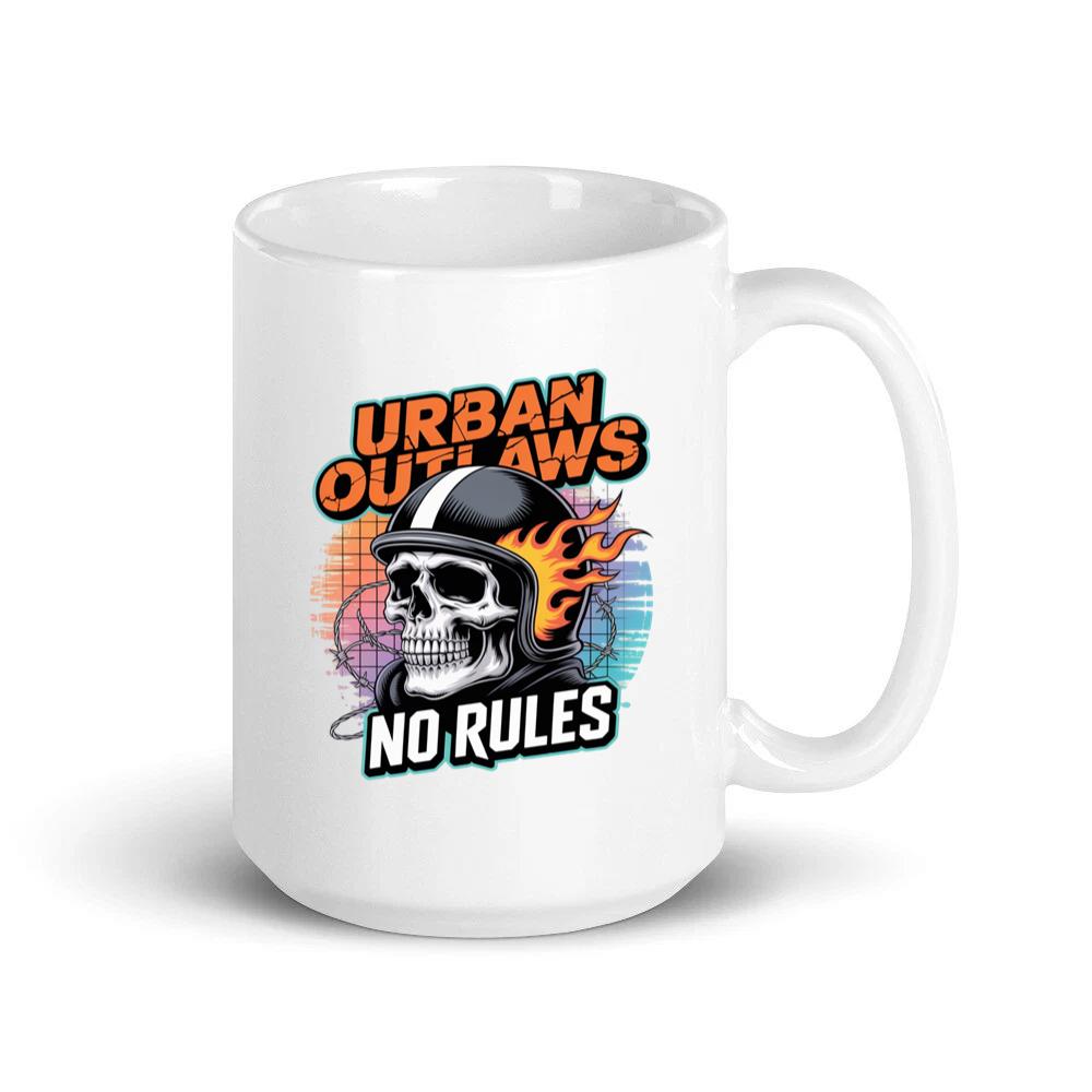 Urban Outlaws Skull Fire Biker Graphic Mug