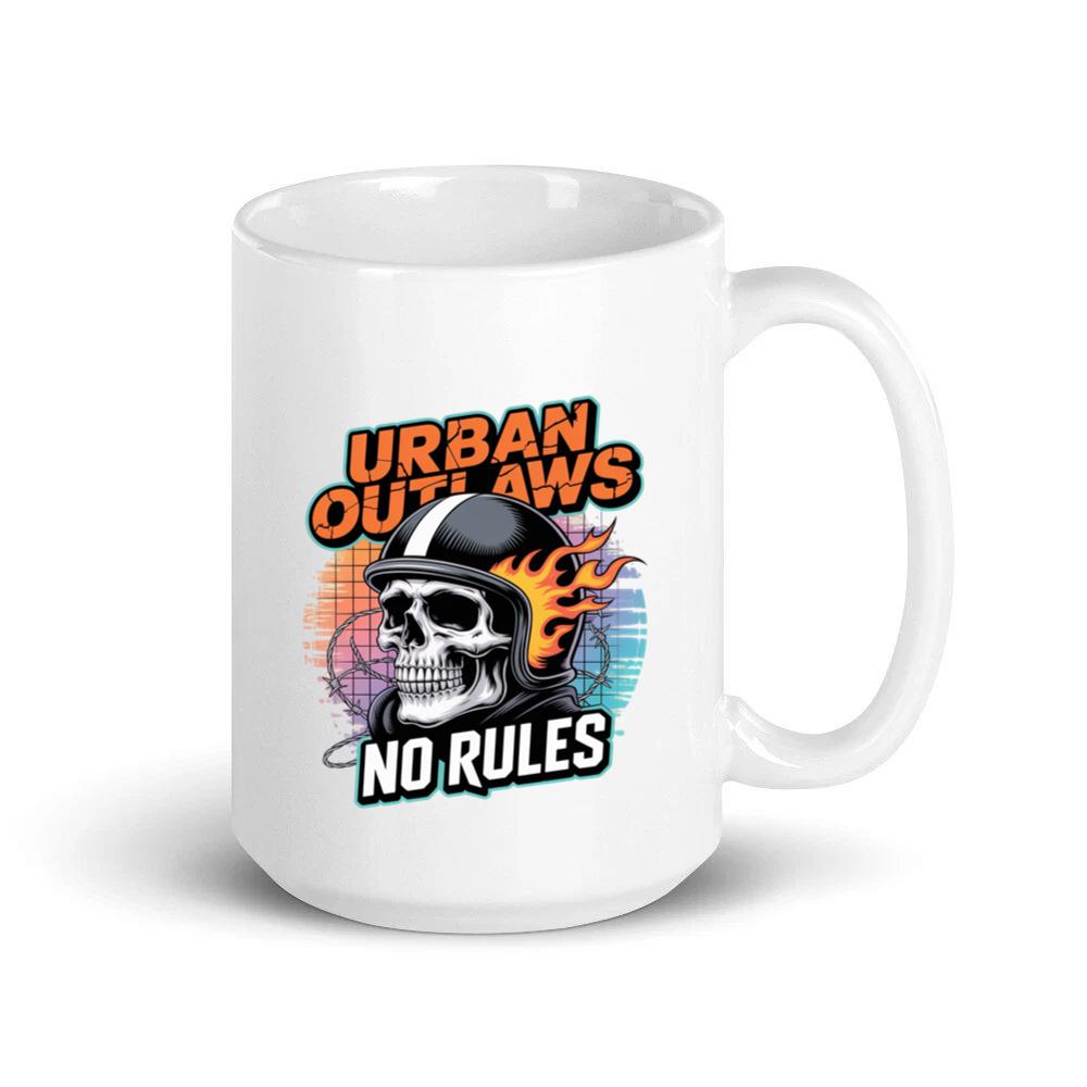 Urban Outlaws Skull Fire Biker Graphic Mug