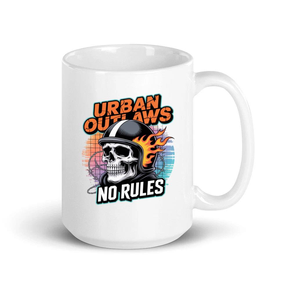 Urban Outlaws Skull Fire Biker Graphic Mug